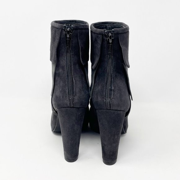 Stuart Weitzman Womens Black & Gray Suede Leather Zip Heel Booties Size 6.5 - Picture 7 of 13